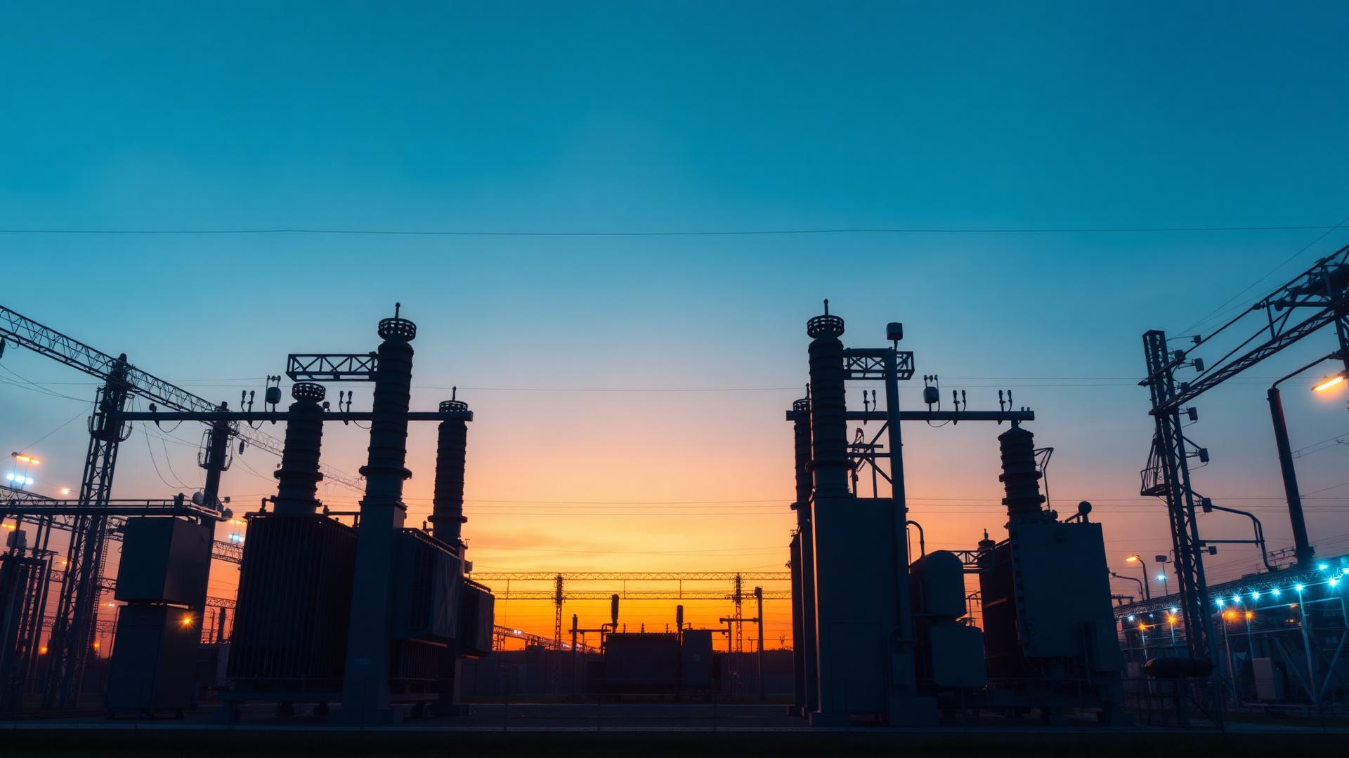 Poste de transformation électrique industrielle au crépuscule